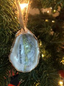Oyster shell Christmas tree ornament