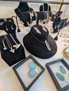 Displays of handmade jewelry