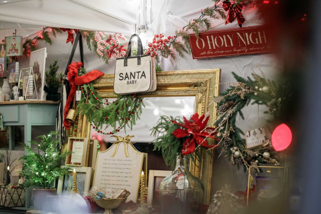 holiday decorations on display